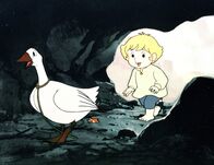 Nils Holgersson – Nils und Martin bringen Olaf in eine Höhle, wo er vor dem Regen geschützt ist und auch nicht soviel anstellen kann.