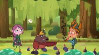 Marcus Level – Mit seinem Flötenspiel hat Marcus (r.) die lästigen Globinetten angelockt. Ephi, Lumi und Ratrick (von links) wundern sich.