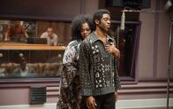 Get on Up – DeeDee Brown (Jill Scott, l.); James Brown (Chadwick Boseman, r.)
