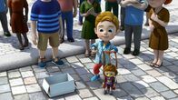 Super Wings – Marek packt sein Paket aus. Er hat eine Marionette bestellt und gesellt sich zu den Künstlern.