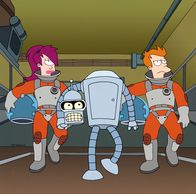 Futurama – (v.l.n.r.) Leela; Bender; Fry