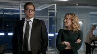 Bull – Pictured L-R: Dr. Jason Bull (Michael Weatherly), Marissa Morgan (Geneva Carr)