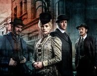 Ripper Street – Ripper Street - Staffel 2 - Artwork - (v.l.n.r.) Homer Jackson (Adam Rothenberg); Long Susan (MyAnna Buring); Detective Inspector Edmund Reid (Matthew Macfadyen); Detective Sergeant Bennet Drake (Jerome Flynn)