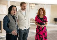 Lady Business – Jimmy O. Yang plays Ron, Ryan Hansen plays Greg and Salma Hayek plays Claire Luna in LIKE A BOSS from Paramount Pictures.