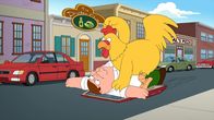 Family Guy – Peter (unten) legt sich mit einem Hühnchen (oben) an - aber warum nur?
