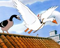 Nils Holgersson – Akka, Martin, Krümel und Nils Holgersson verteidigen Schloss Glimminge gegen den Angriff der grauen Ratten.