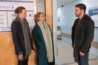 Rote Rosen – David (Arne Rudolf, r.) behauptet vor Franzi (Sofie Junker, l.) und Sara (Antonia Jungwirth, M.), ihm fehlt nichts Ernstes.