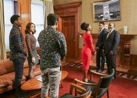 God Friended Me – (v.li.): Brandon Micheal Hall (Miles Finer), Violett Beane (Cara), Suraj Sharma (Rakesh), Sibongile Mlambo (Lulu), Michael Potts (King Omari).