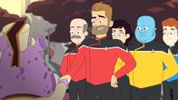 Star Trek: Lower Decks – Lt. Commander Stevens (2.v.l.), Commander Jack Ransom (vorne, m.)