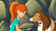 Lassie – Zoe hat eine Nachricht an ihre Mutter an Lassies Halsband befestigt, damit die Hündin sie überbringen kann.