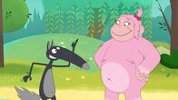 Wolf – Wolf will Tietie beweisen, dass es Konrad, den Karpfen, gibt.