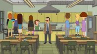 Bob's Burgers – Tina freut sich, als Bob (4.v.r.) sich bereiterklärt, als Hauswirtschaftslehrer einzuspringen. Er baut in Kürze ein voll funktionierendes Restaurant ins Klassenzimmer - doch leider kommt es nach und nach zu Spannungen zwischen Vater und Tochter ...