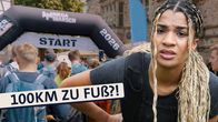 PULS Reportage – Reporterin Leah beim Start eines 100-Kilometer-Marschs.