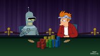 Futurama – Sehr zum Leidwesen Benders (l.) kann Fry (r.) mit seiner neuen Fähigkeit das Pokerturnier dominieren ...