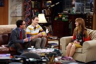 The Big Bang Theory – (v.li.) Johnny Galecki (Leonard), Jim Parsons (Sheldon), Judy Greer (Dr. Elizabeth Plimpton).