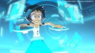 Droners – Pilotin Corto von Team Tiki erkennt ein Hindernis im Parcours.