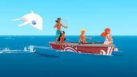 Zoom - Der weiße Delfin – v.l.), Timeti, Yann, Marina und Koala Raoul sind zusammen mit Zoom auf dem Meer unterwegs, um Fische zu fangen. Sie wollen das Wettfischen gegen die Nachbarinsel gewinnen.