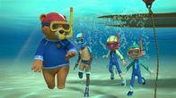 Paddingtons Abenteuer – Paddington (vorne), Judy Brown (2.v.r.), Jonathan Brown (r.)
