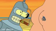 Futurama – Während Conrad weiter ohne Körper existieren muss, fühlt sich Bender (im Bild) auf dem Nacktbad-Planeten wohl ...
