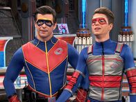 Henry Danger – L-R: Captain Man / Ray Manchester (Cooper Barnes), Henry Hart (Jace Norman)