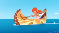 Zoom - Der weiße Delfin – Marina ist mit ihrem kleinen Kanu unterwegs. Sie ahnt nicht, dass die Zwillingsbrüder Sam und Tom mit ihren Jetskis die Bucht vor Maotou unsicher machen.
