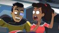 Star Trek: Lower Decks – L-R: Eugene Cordero als Rutherford und Tawny Newsome als Beckett Mariner