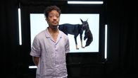 TierART – Tragen oder Fressen? Comedian Aurel Mertz vor dem Werk „Meute“ des Künstlers Jochem Hendricks. Hunde waren schon immer ein beliebtes Motiv für Kunstschaffende.