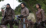 Die Musketiere – (v.l.n.r.) Porthos (Howard Charles); Aramis (Santiago Cabrera); D'Artagnan (Luke Pasqualino)
