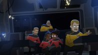 Star Trek: Lower Decks – L-R: Commander Jack Ransom, Lieutenant Shaxs, Captain Carol Freeman, Beckett Mariner und Lt. Commander Andarithio Billups
