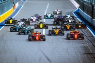 Formel 1: Großer Preis von Miami – Sochi, Russia - September 26-29, 2019: start of the Formula 1 Race, Russian Grand Prix. Ferrari cars in front line.
