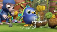 Wissper – Wissper - Das Vertrauens- Spiel - Affe Boris war eine Zeit lang bei anderen Affen zu Besuch und hat von diesen viel neues gelernt. Zuhause will er den anderen dann einiges davon beibringen, doch seine Freunde Frankie und Alfie wollen jedoch nichts davon kennenlernen. Wissper bittet Erdmännchen Monty um Hilfe und der bringt diesen nun bei, wie man mit dem "Vertrauens-Spiel" lernt, einander zu vertrauen und keine Angst vor etwas Neuem zu haben, sondern es mal erst auszuprobieren. Foto: ORF/STUDIO 100 MEDIA. Veröffentlichung honorarfrei nur für redaktionelle Berichterstattung in Sendungszusammenhang und mit Copyrightangabe. Kontakt: foto@orf.at