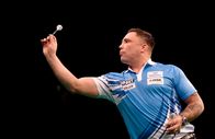 Darts: Weltmeisterschaft – Gerwyn Price of Wales in action during the 2019 Unibet Premier League Darts at First Direct Arena on May 16, 2019 in Leeds, England.