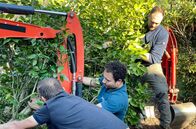 Unser Gartenglück – v.r. Lukas Tächl , Gartenbaumeister Mehmet Gürenc und Hans Jakabassa beim Versetzen der Kamelie.