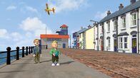 Feuerwehrmann Sam – James hat ein Modellflugzeug, das er am Hafen fliegen lässt.