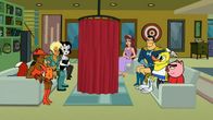 Drawn Together – L-R: Foxxy Love, Ling-Ling, Xandir P. Wifflebottom, Toot Braunstein, Princess Clara, Captain Leslie Hero, Wooldoor Jebediah Sockbat, Spanky Ham