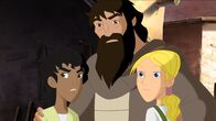 Chi Rho - Das Geheimnis – Cora, Habib und Barabbas (Mi.) beobachten, wie Jesus Jünger von römischen Soldaten umzingelt werden.