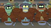 Futurama – Fühlt sich nicht wohl in seiner neuen Umgebung: Bender (M.) ...