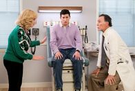 The Goldbergs – L-R: Beverly Goldberg (Wendi McLendon-Covey), Geoff Schwartz (Sam Lerner), Doctor Richards (David Gautreaux)