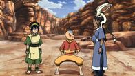 Avatar - Herr der Elemente – L-R: Toph Beifong, Aang, Katara, Momo