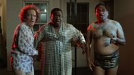 The Greasy Strangler – L-R: Scandinavian Tourist (Holland MacFallister), Senegalese Tourist (Abdoulaye NGom), Indian Tourist (Sam Dissanayake)
