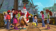 Peter Pan - Neue Abenteuer – Der Weihnachtsmann inmitten der aufgeregten Verlorenen Kinder.