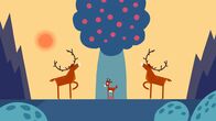 Animanimals – Der kleine Hirsch hat einen Apfel, die großen Hirsche stellen sich in Pose.