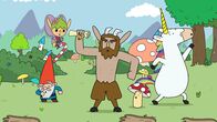 Super Happy Magic Forest – Herbert, Twinkle, Hufius, Tupfen und Blümchen (von links) freuen sich, denn endlich können sie nach einer sehr langen langweilige Phase wieder auf Mission gehen.