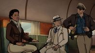 Archer – ARCHER -- "Season 9, Episode 1 -- Pictured (l-r): Princess Lanaluakalani (voice of Aisha Tyler), Siegbert Fuchs (voice of Chris Parnell), Sterling Archer (voice of H. Jon Benjamin). CR: FXX