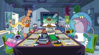 Die Patrick Star Show – v.li.: Inga-Tron, Grand-Tron, Robodina, Cecil-5000, Bun-Bot, Pat-Tron, Captain Doug Quasar