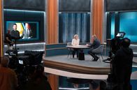 Caren Miosga – Caren Miosga und Friedrich Merz (CDU); ARD/NDR CAREN MIOSGA Uhr im ERSTEN. Caren Miosga und Friedrich Merz (CDU)