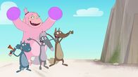 Wolf – Valentin, Alfred, Tietie und Wolfine feuern Wolf an.