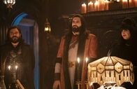 What We Do in the Shadows – L-R: Laszlo Cravensworth (Matt Berry); Nandor (Kayvan Novak); Nadja (Natasia Demetriou)
