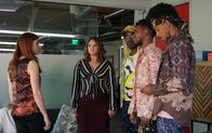You're the Worst – (v.l.n.r.) Gretchen (Aya Cash); Lindsay (Kether Donohue); Honey Nutz (Brandon Black); Sam (Brandon Mychal Smith); Shitstain (Darrell Britt-Gibson)