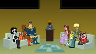 Drawn Together – v.li.: Toot Braunstein, Ling-Ling, Foxxy Love, Captain Leslie Hero, The Jew Producer, Princess Clara, Wooldoor Sockbat, Xandir, Spanky Ham